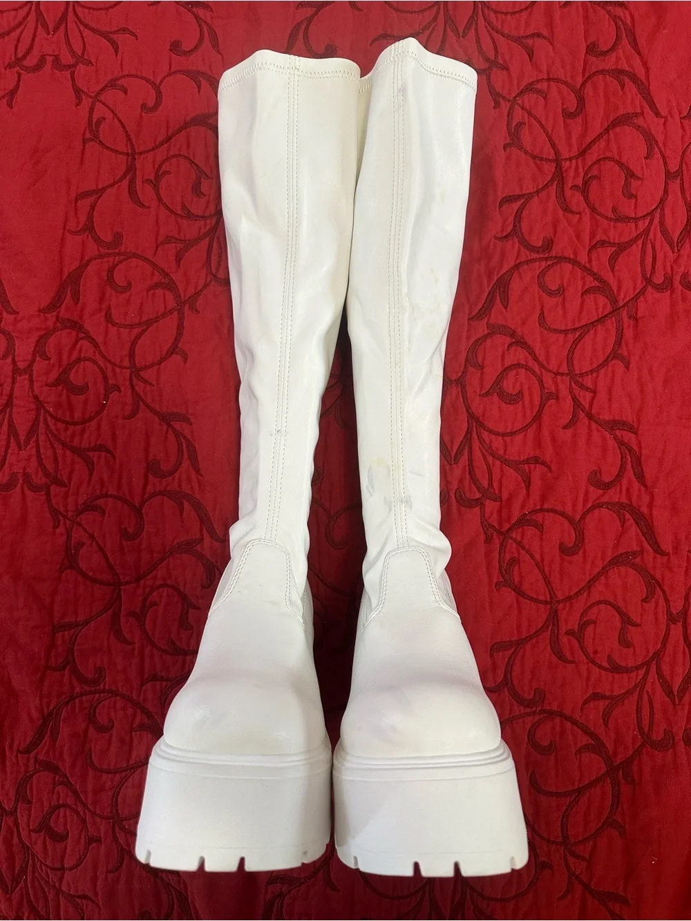 Dolls Kill White Knee-High Platform Boots